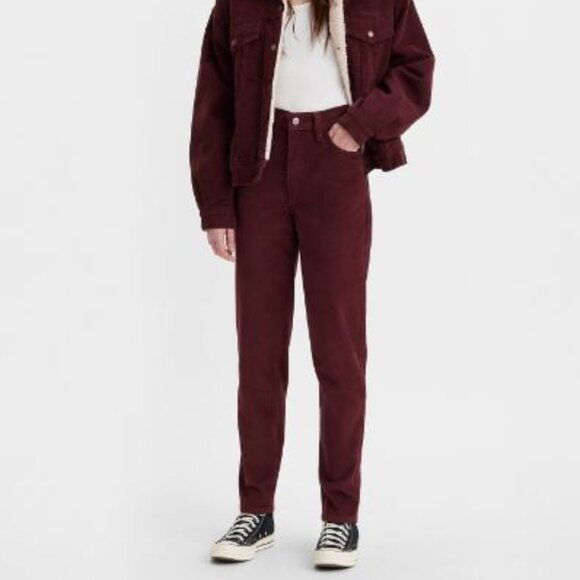 NWT! Levi’s High-Waisted Mom Burgundy Corduroy Jeans Size 33 26986-0048 - Picture 1 of 11